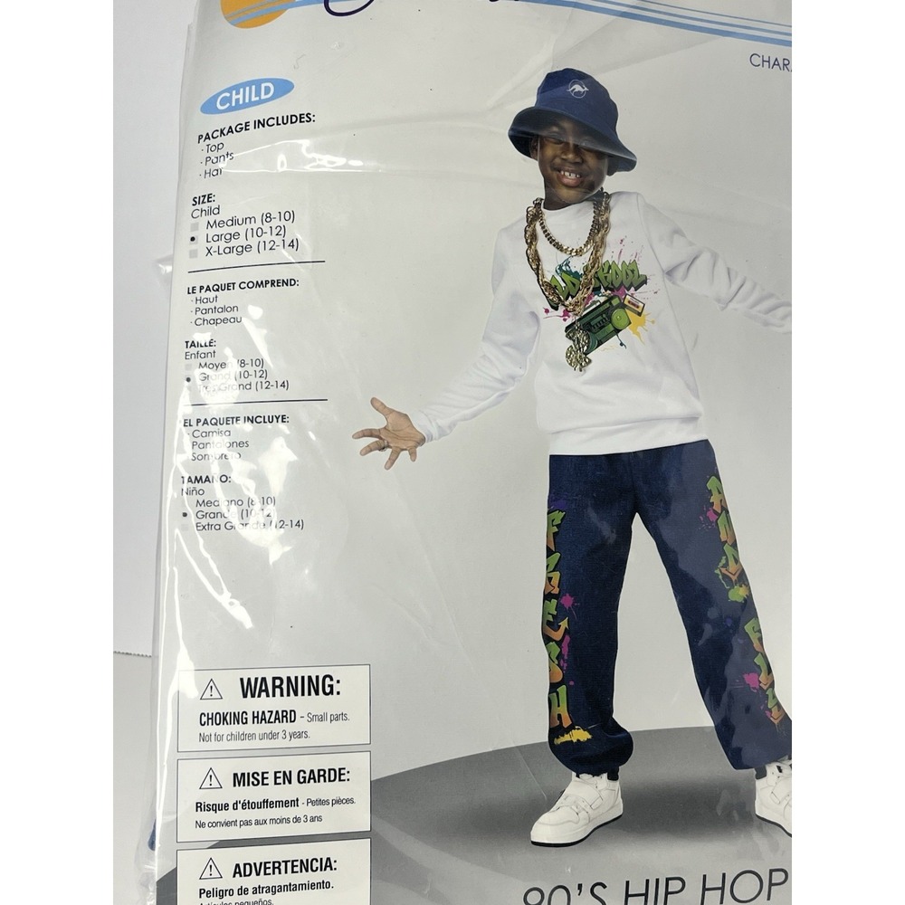 California Costumes Boys 90s Hip Hop Kid Costume L 10-12 Halloween 3 Piece NWT